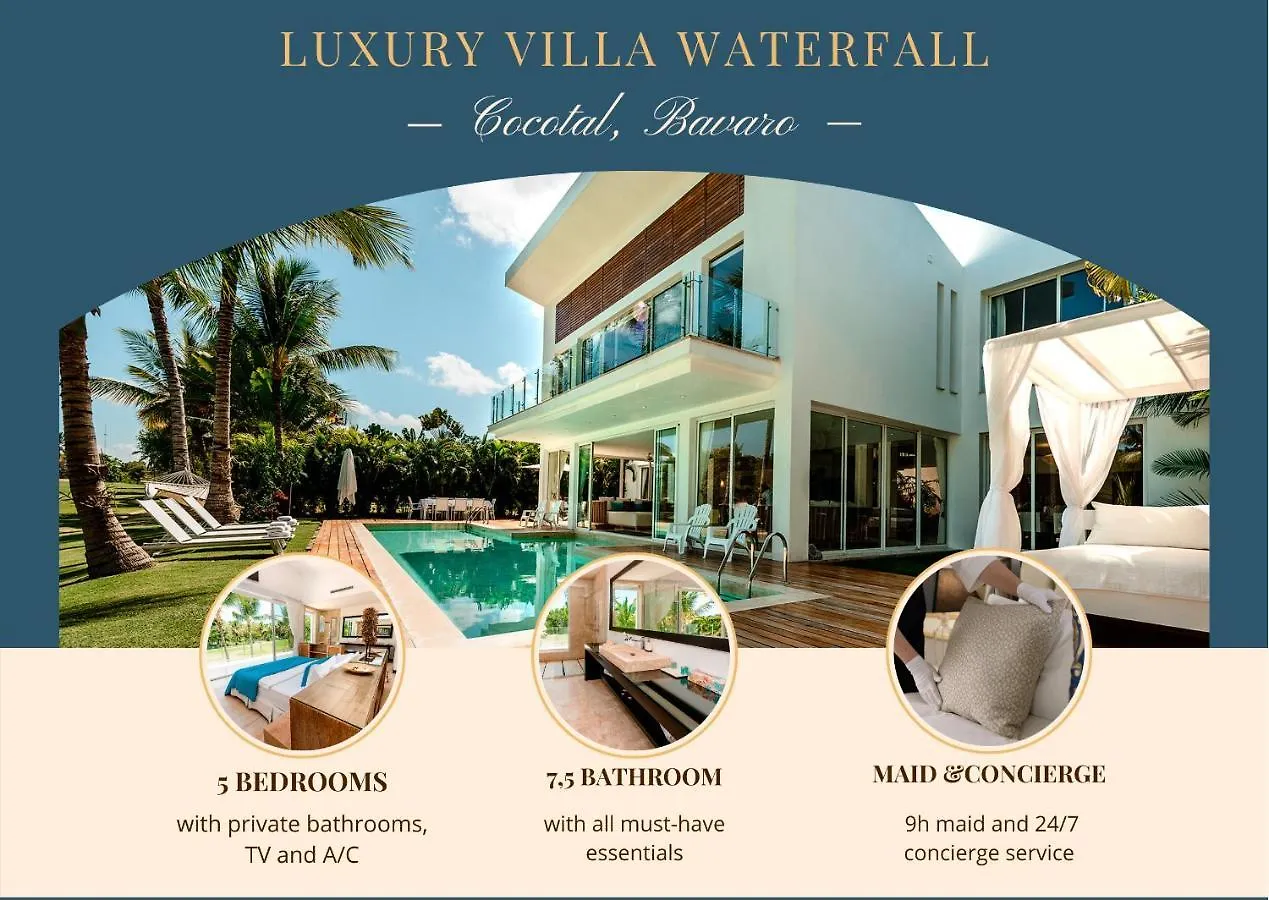 Luxury Rentals In Punta Cana - Exclusive Waterfall Villa With Private Pool, Bbq, Maid, Golf Den Dominikanske Republik