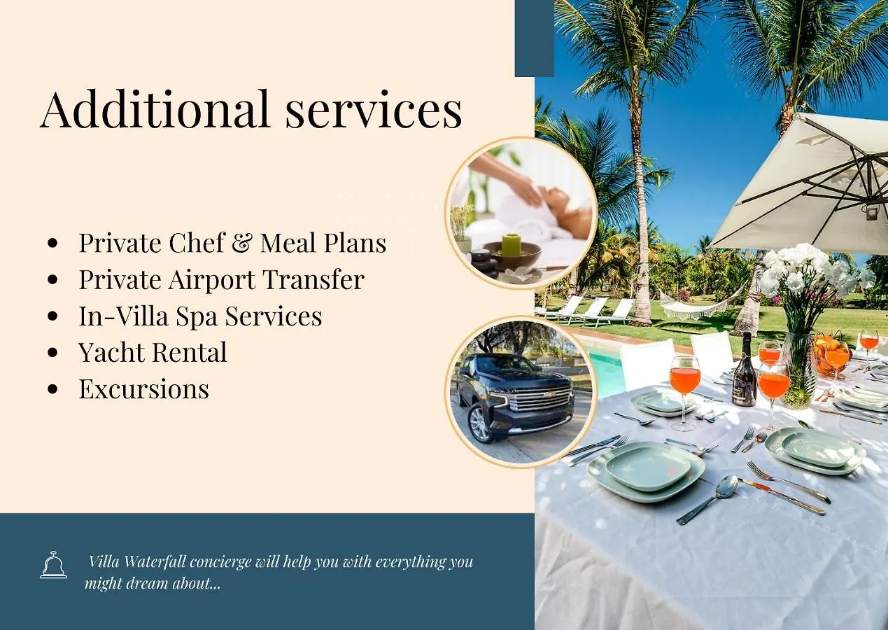 Luxury Rentals In Punta Cana - Exclusive Waterfall Villa With Private Pool, Bbq, Maid, Golf